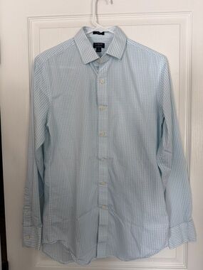 J. Crew Men’s Light Blue Mini Check Button-Down Dress Shirt